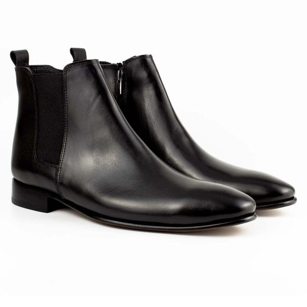 Giovanni Black Men's Chelsea Genuine Leather Boots - Leather Sole – TAYLRD